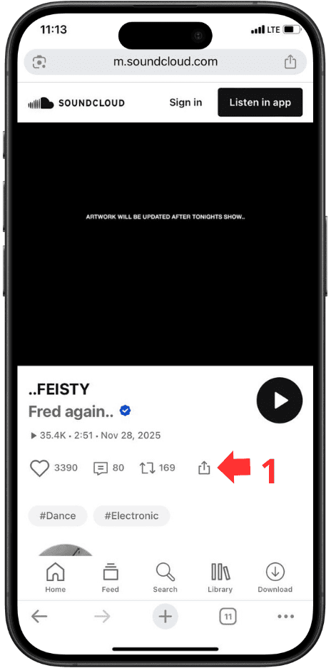Copy the SoundCloud track or playlist link